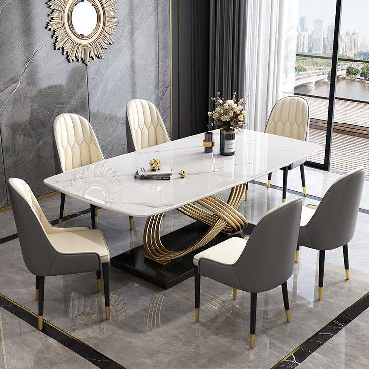 Stone Top Dining Table Contemporary Dining Table with Pedestal Base