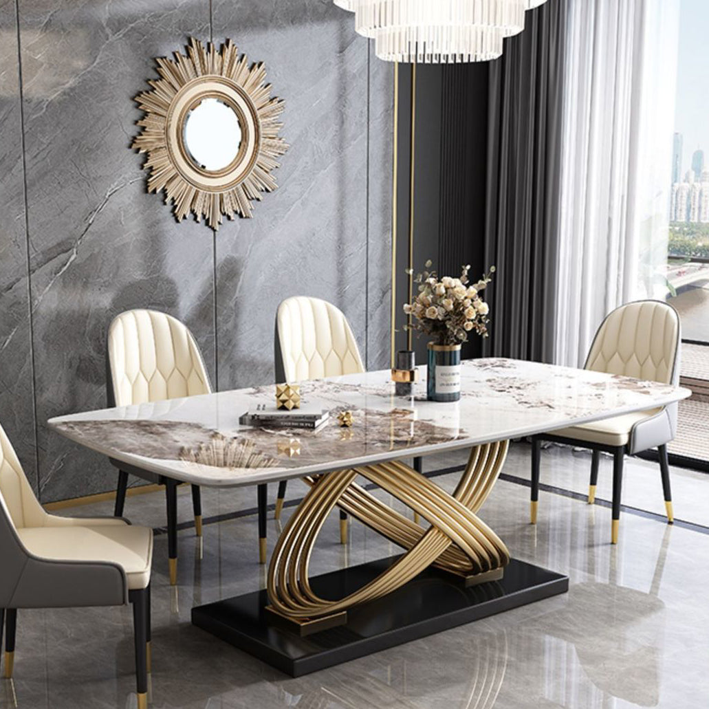 Stone Top Dining Table Contemporary Dining Table with Pedestal Base
