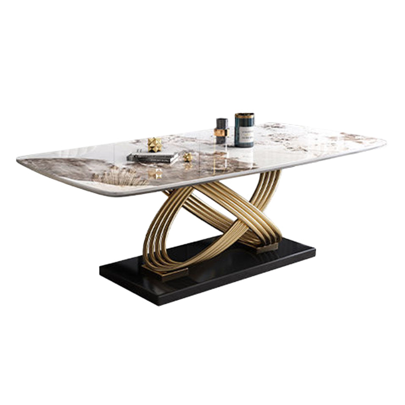Stone Top Dining Table Contemporary Dining Table with Pedestal Base