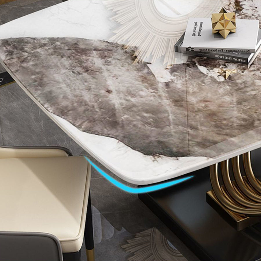 Stone Top Dining Table Contemporary Dining Table with Pedestal Base