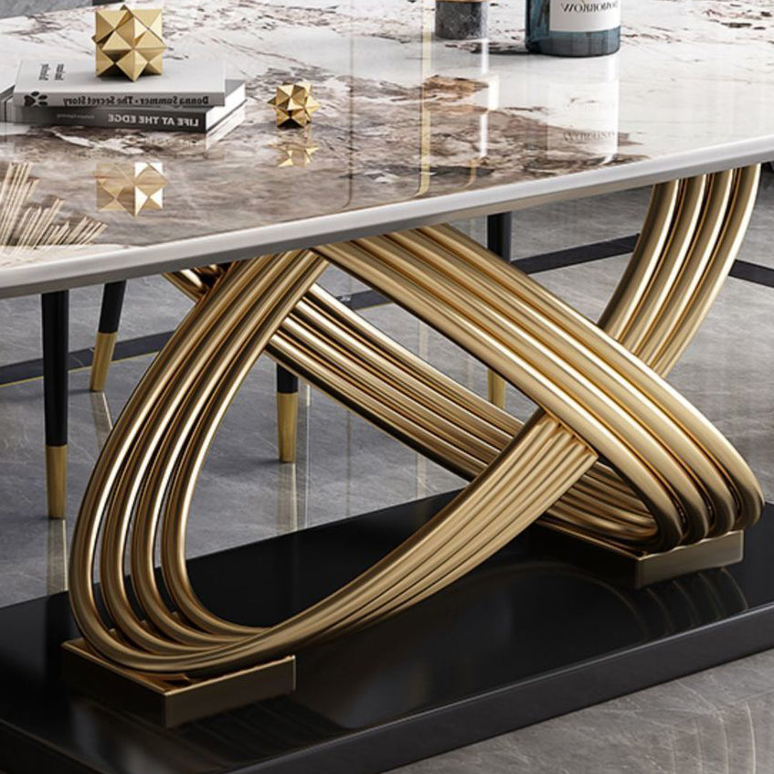 Stone Top Dining Table Contemporary Dining Table with Pedestal Base