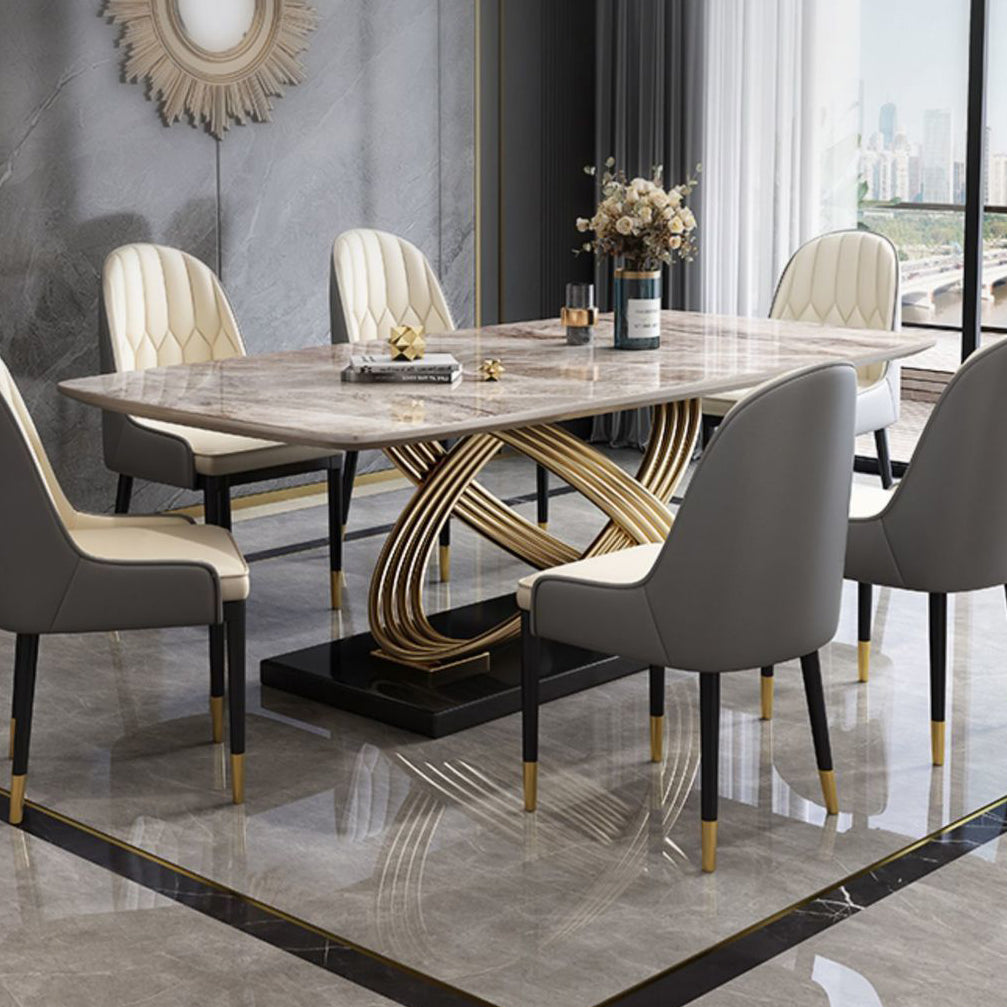 Stone Top Dining Table Contemporary Dining Table with Pedestal Base