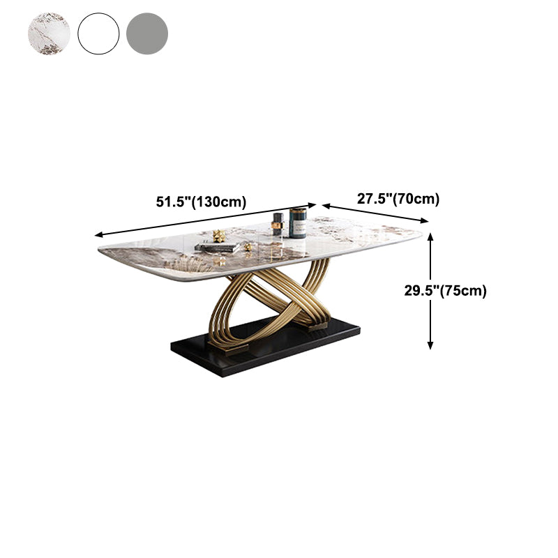 Stone Top Dining Table Contemporary Dining Table with Pedestal Base