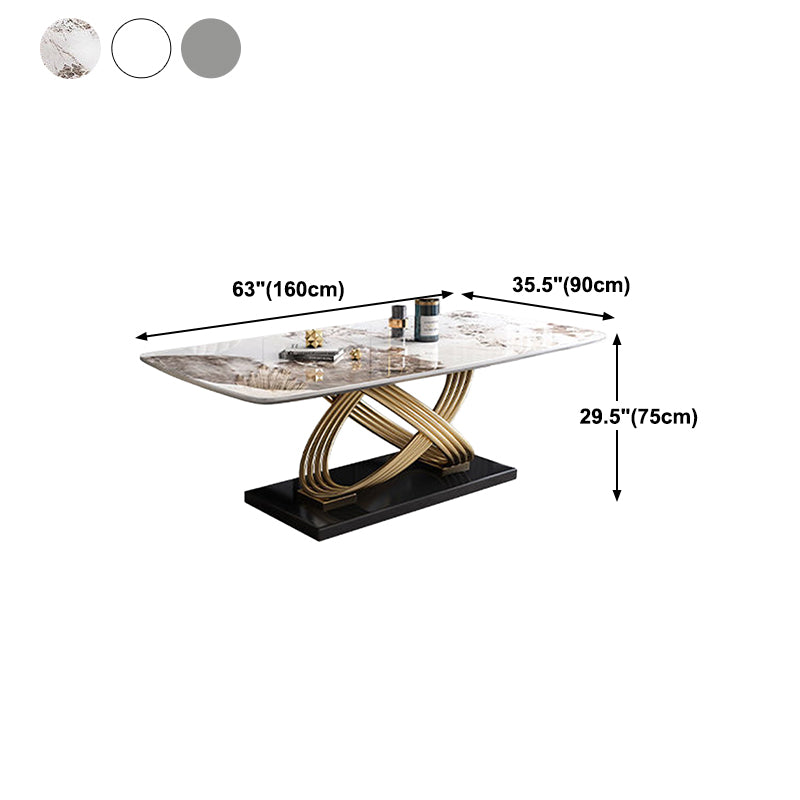 Stone Top Dining Table Contemporary Dining Table with Pedestal Base
