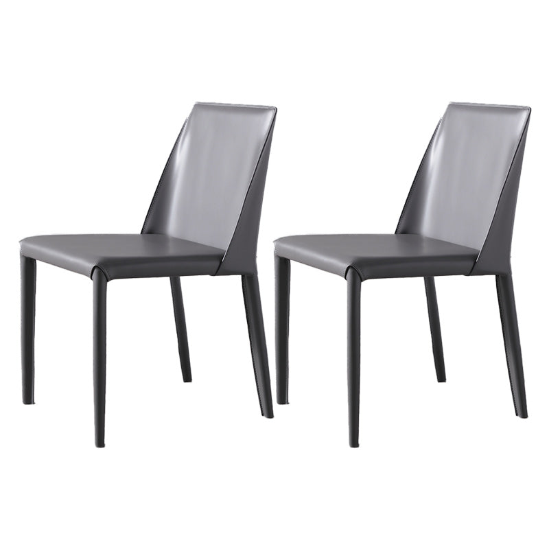 Low Back Side Chair with Leather Legs Metal Contemporary Dining Chair for Home