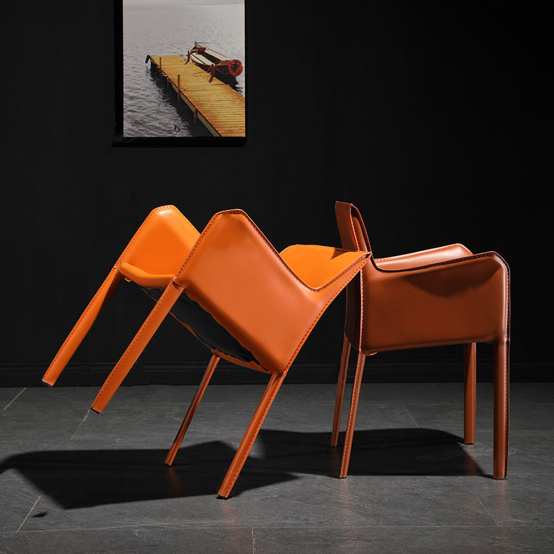 Low Back Side Chair with Leather Legs Metal Contemporary Dining Chair for Home