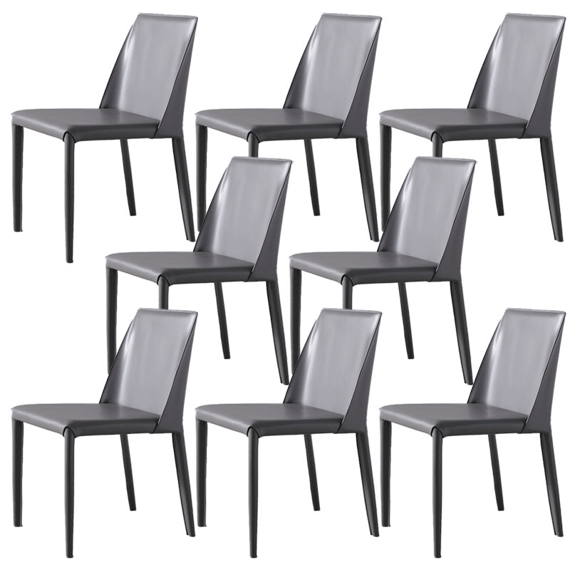 Low Back Side Chair with Leather Legs Metal Contemporary Dining Chair for Home
