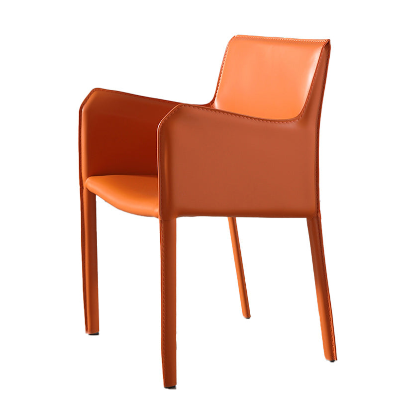 Low Back Side Chair with Leather Legs Metal Contemporary Dining Chair for Home