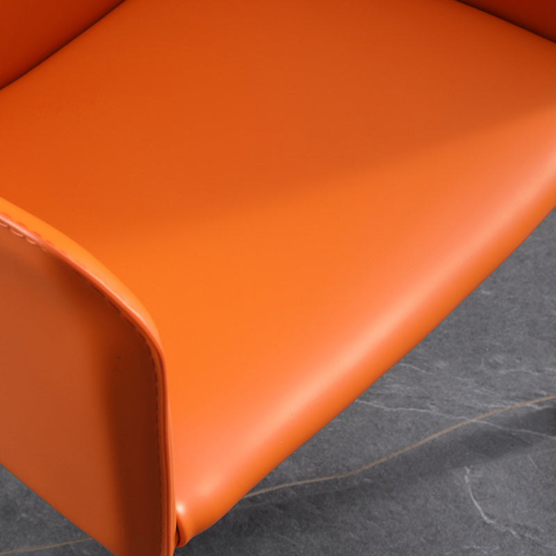 Low Back Side Chair with Leather Legs Metal Contemporary Dining Chair for Home