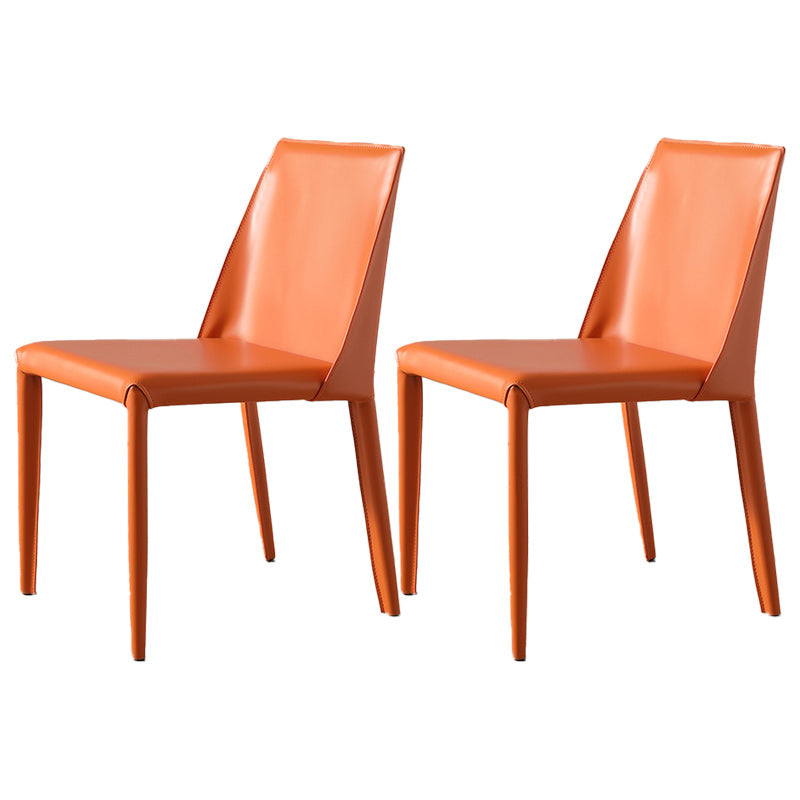 Low Back Side Chair with Leather Legs Metal Contemporary Dining Chair for Home