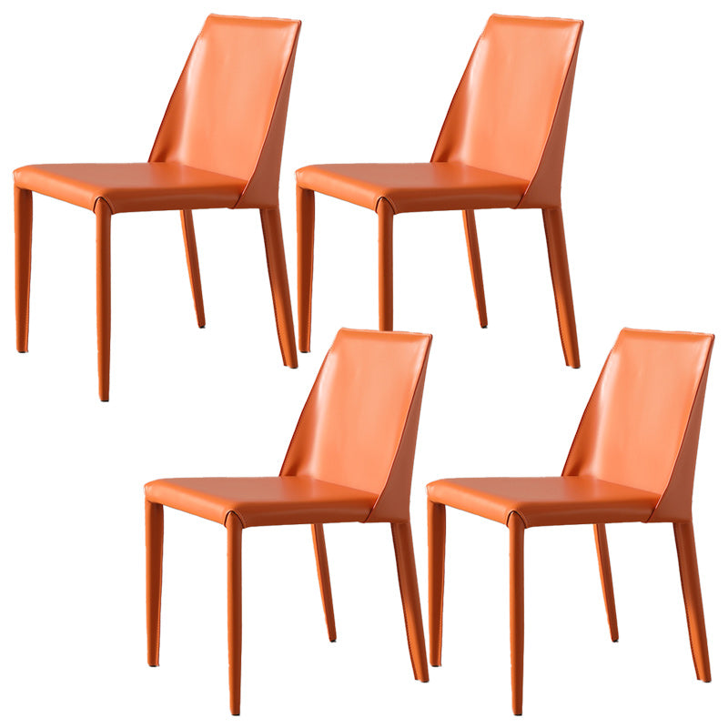 Low Back Side Chair with Leather Legs Metal Contemporary Dining Chair for Home