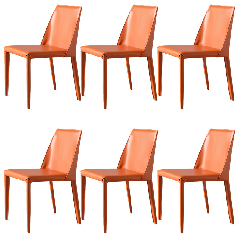 Low Back Side Chair with Leather Legs Metal Contemporary Dining Chair for Home