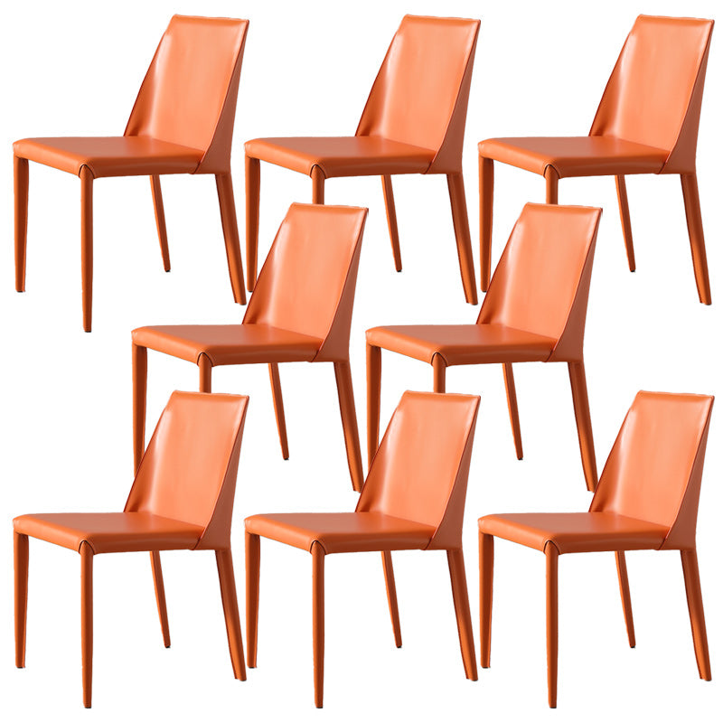 Low Back Side Chair with Leather Legs Metal Contemporary Dining Chair for Home