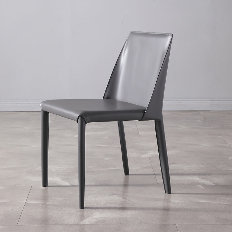 Low Back Side Chair with Leather Legs Metal Contemporary Dining Chair for Home