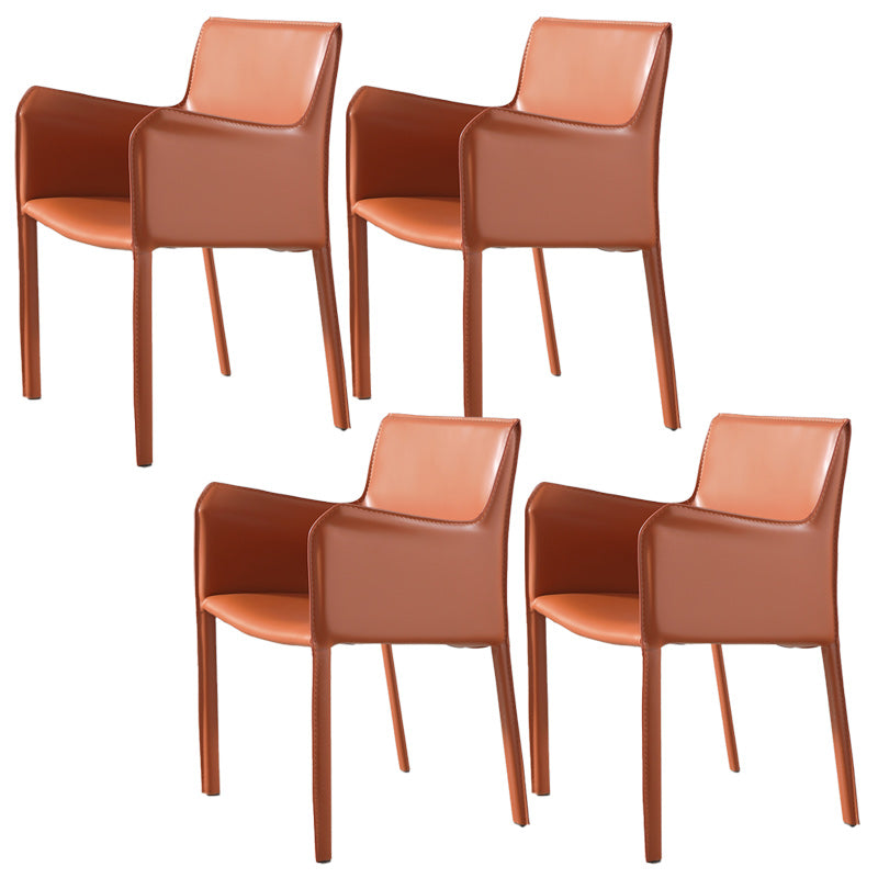 Low Back Side Chair with Leather Legs Metal Contemporary Dining Chair for Home