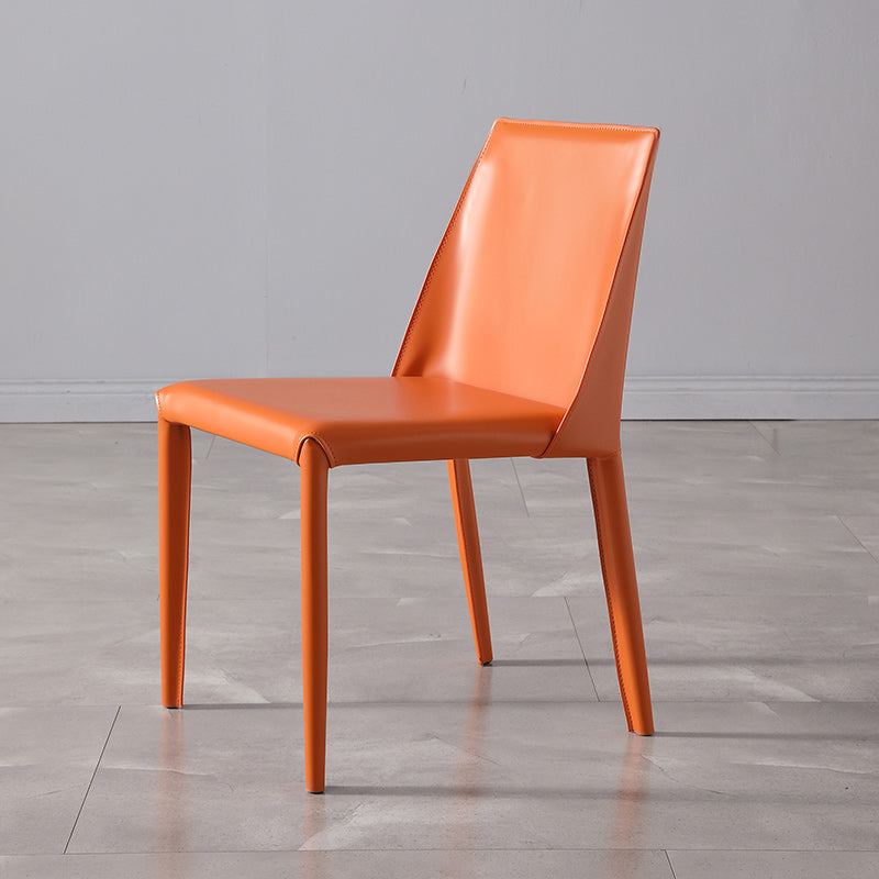 Low Back Side Chair with Leather Legs Metal Contemporary Dining Chair for Home