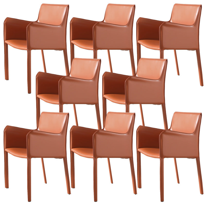 Low Back Side Chair with Leather Legs Metal Contemporary Dining Chair for Home