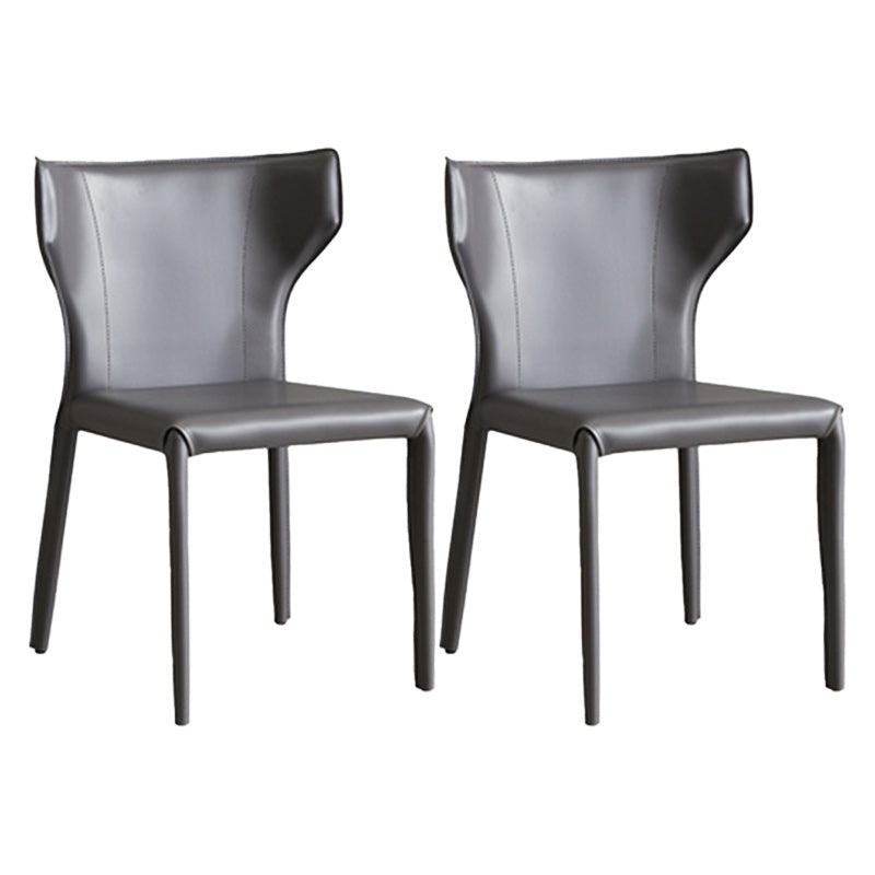 Modern Wingback Dining Chairs Faux Leather Armless Side Chair