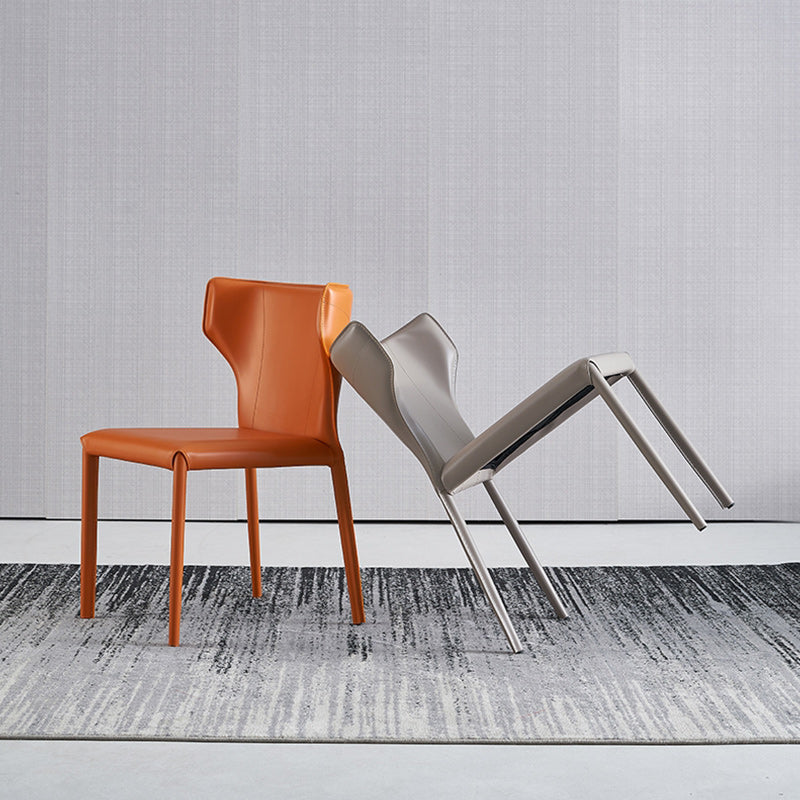 Modern Wingback Dining Chairs Faux Leather Armless Side Chair