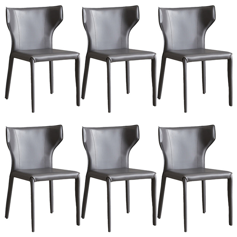 Modern Wingback Dining Chairs Faux Leather Armless Side Chair