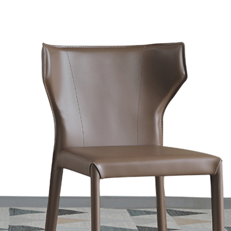 Modern Wingback Dining Chairs Faux Leather Armless Side Chair