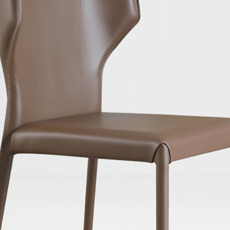 Modern Wingback Dining Chairs Faux Leather Armless Side Chair