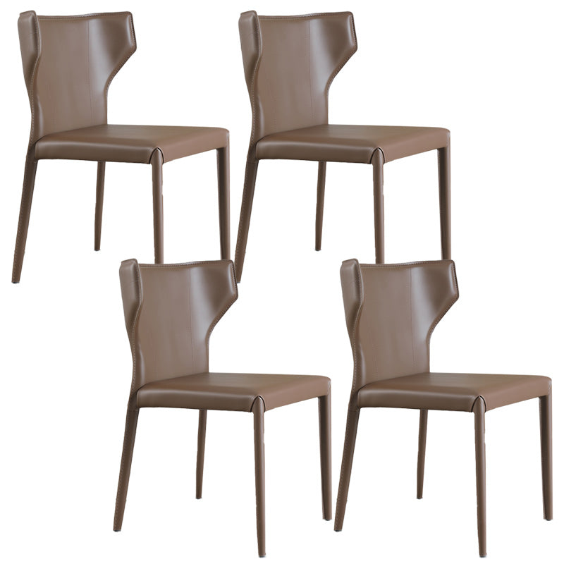 Modern Wingback Dining Chairs Faux Leather Armless Side Chair