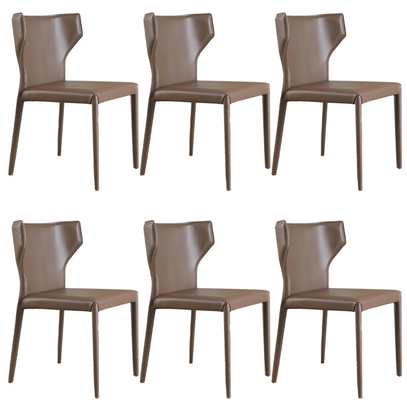 Modern Wingback Dining Chairs Faux Leather Armless Side Chair