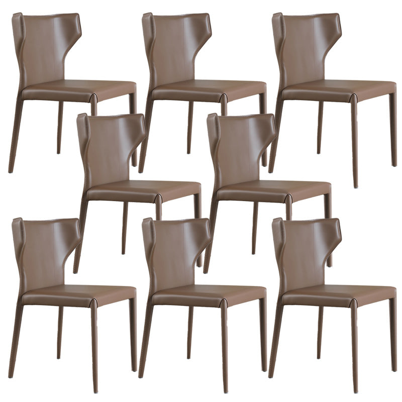 Modern Wingback Dining Chairs Faux Leather Armless Side Chair