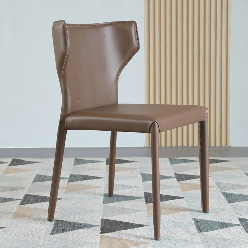 Modern Wingback Dining Chairs Faux Leather Armless Side Chair