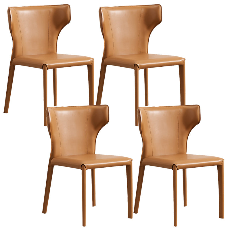 Modern Wingback Dining Chairs Faux Leather Armless Side Chair