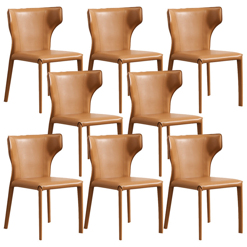 Modern Wingback Dining Chairs Faux Leather Armless Side Chair