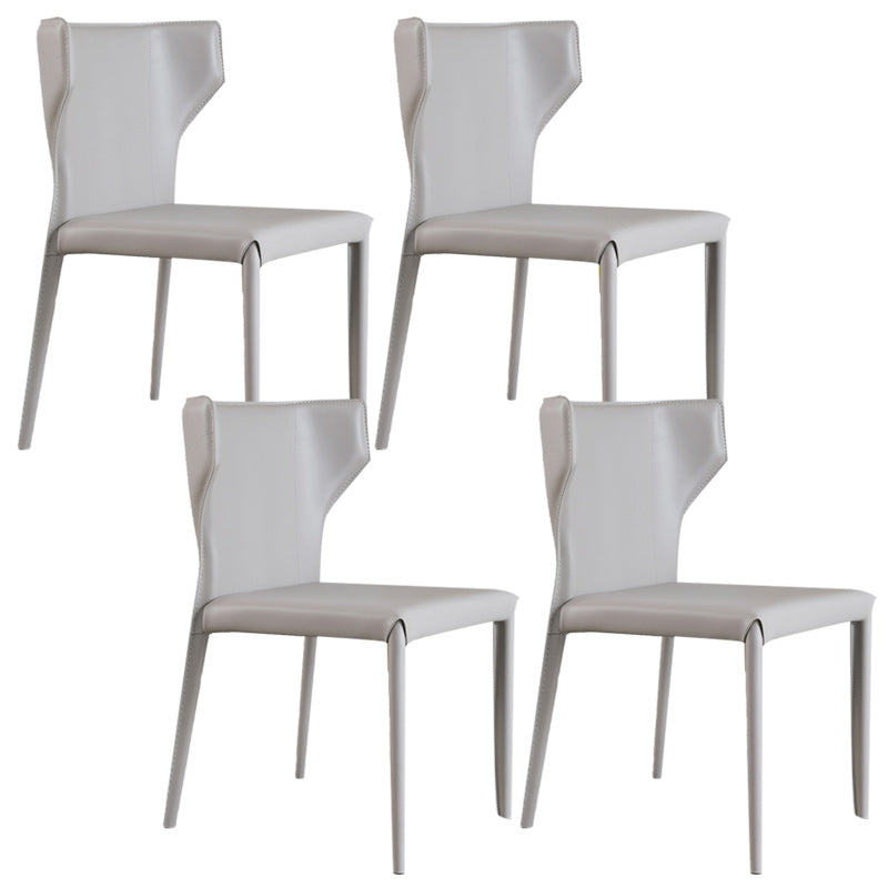 Modern Wingback Dining Chairs Faux Leather Armless Side Chair
