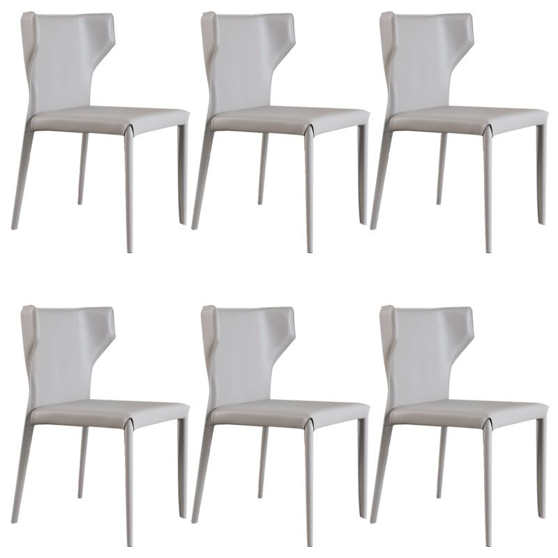 Modern Wingback Dining Chairs Faux Leather Armless Side Chair