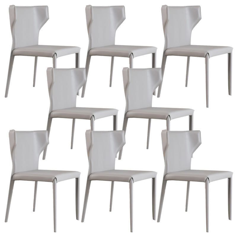 Modern Wingback Dining Chairs Faux Leather Armless Side Chair