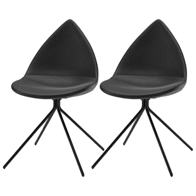 Modern Dining Room Side Chair Black Metal Legs Armless Dining Chairs