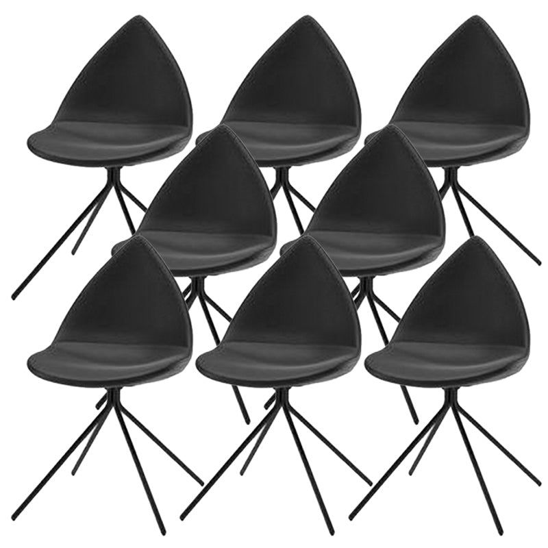 Modern Dining Room Side Chair Black Metal Legs Armless Dining Chairs