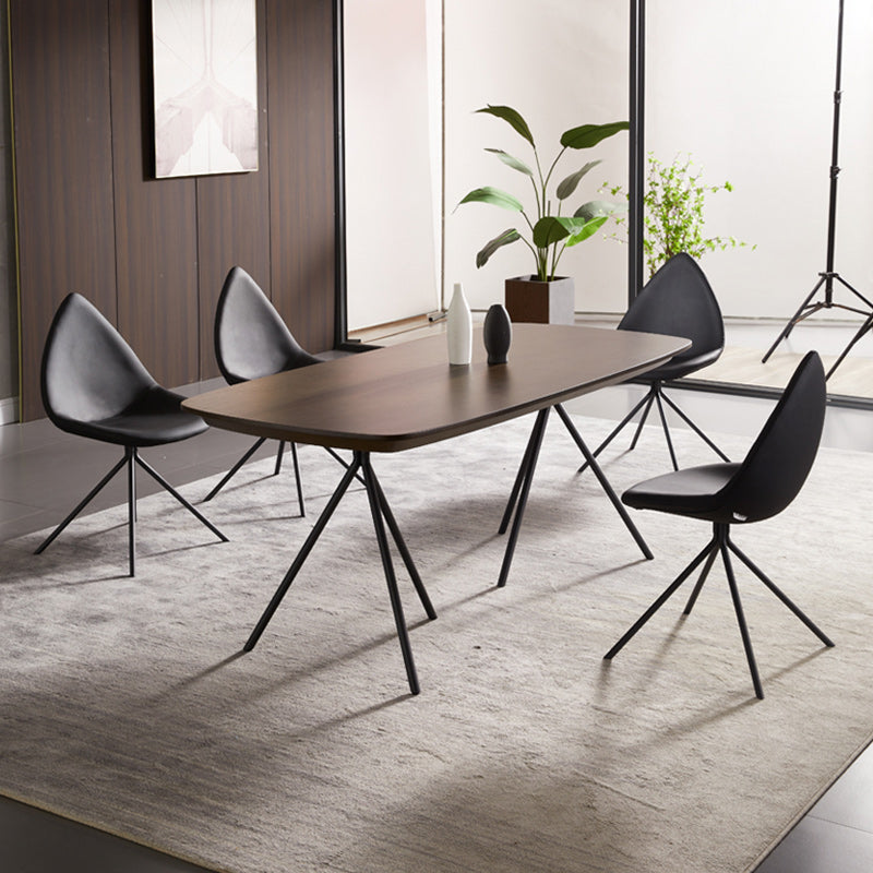 Modern Dining Room Side Chair Black Metal Legs Armless Dining Chairs