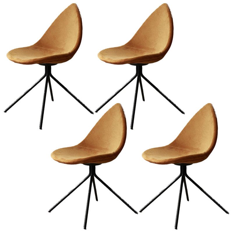 Modern Dining Room Side Chair Black Metal Legs Armless Dining Chairs