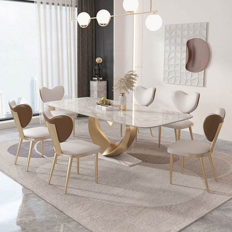Glam Armless Dining Chairs Gold Stainless Steel Legs Side Chair