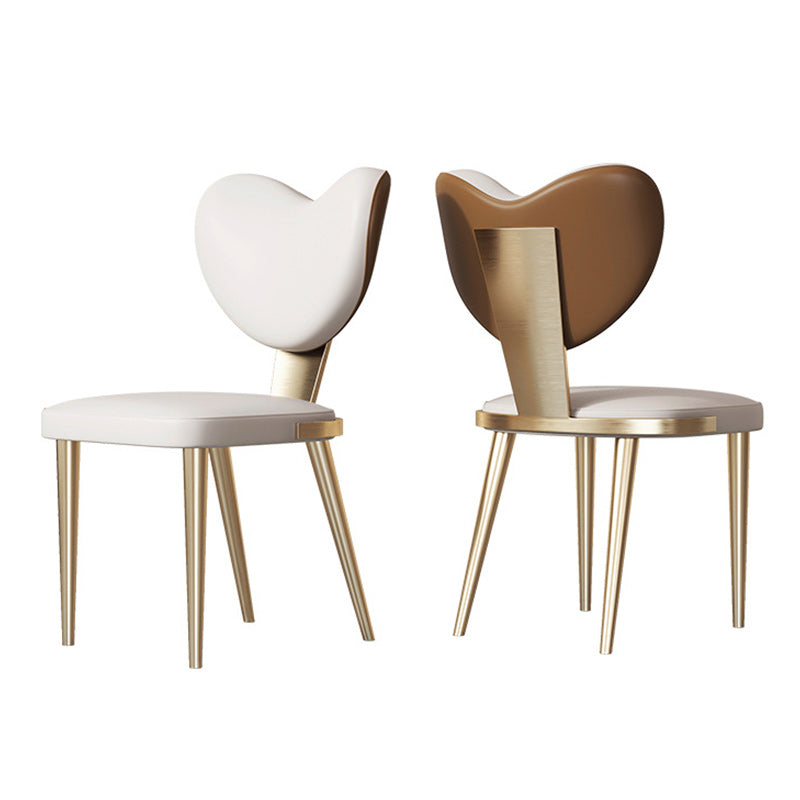 Glam Armless Dining Chairs Gold Stainless Steel Legs Side Chair