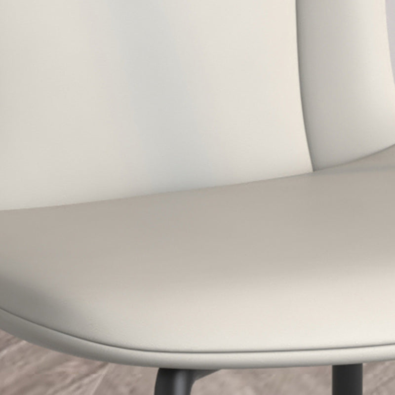 Black Iron Legs Dining Chairs Modern Faux Leather Armless Side Chair