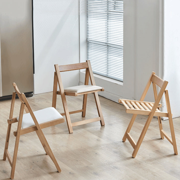 Contemporary Solid Wood Dining Chair Open Back Folding Side Chair
