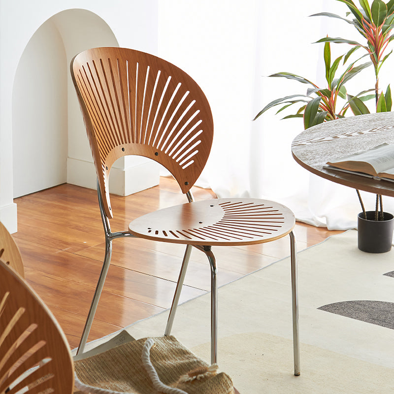 Industrial Dining Chair with Metal Legs Matte Finish Side Chair