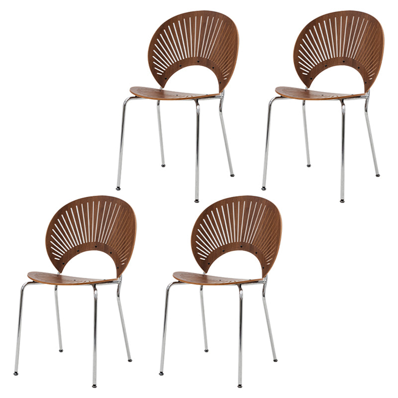 Industrial Dining Chair with Metal Legs Matte Finish Side Chair