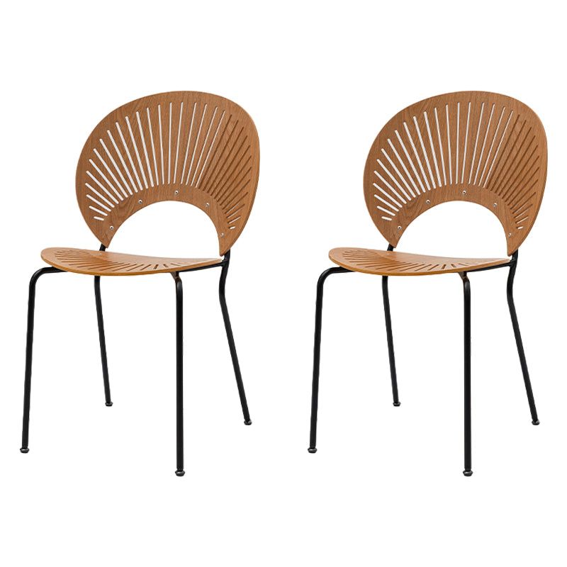 Industrial Dining Chair with Metal Legs Matte Finish Side Chair