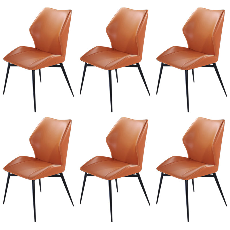Wingback Armless Dining Chairs Modern Faux Leather Dining Side Chair