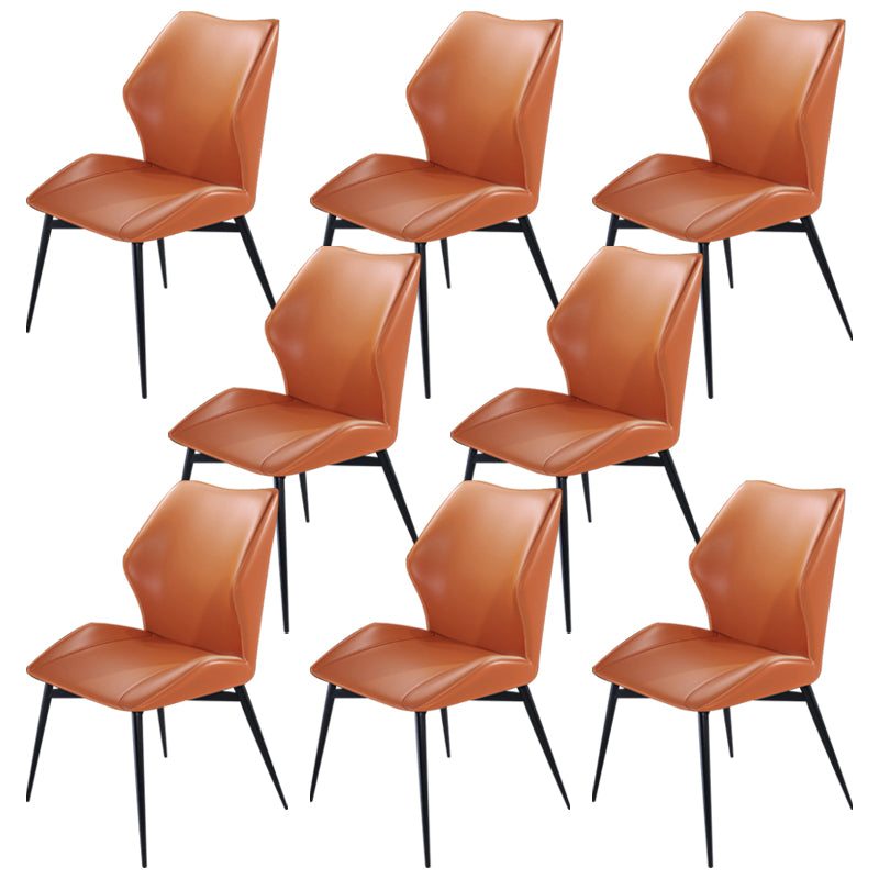Wingback Armless Dining Chairs Modern Faux Leather Dining Side Chair