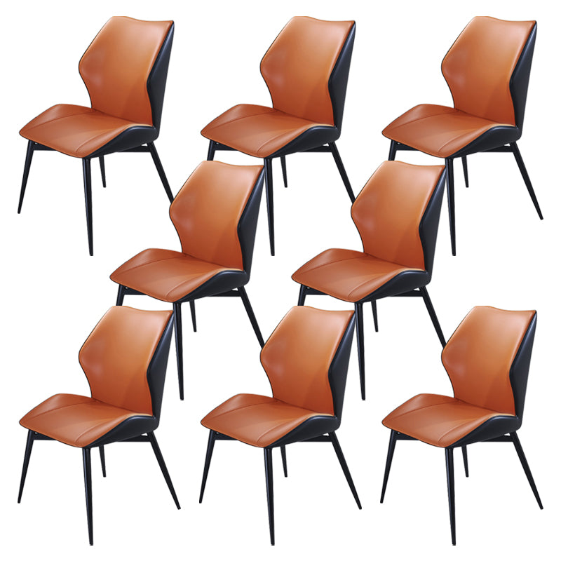 Wingback Armless Dining Chairs Modern Faux Leather Dining Side Chair