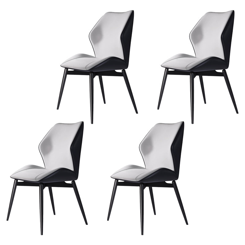 Wingback Armless Dining Chairs Modern Faux Leather Dining Side Chair